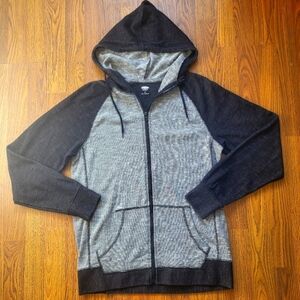 Old Navy Men’s Zip-Up Medium Black & Grey Hoodie – Classic Casual Knit Style